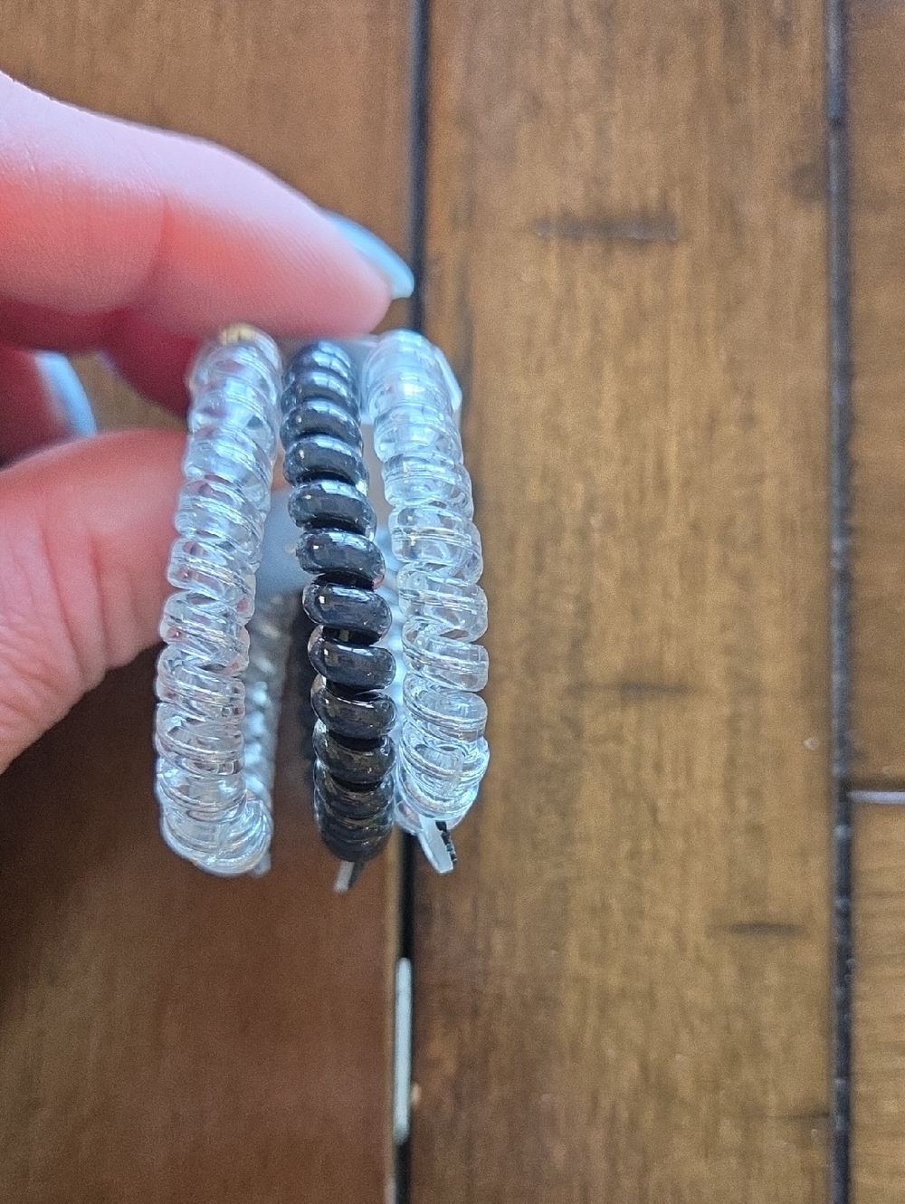 Teleties Set of 3 Small Hair Ties - Clear & Black